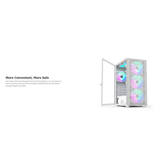 Кутия за компютър Montech X3 MESH, Mid-tower Case, TG, 6 fixed RGB Fans, White