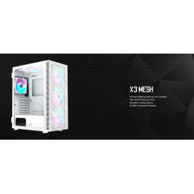 Кутия за компютър Montech X3 MESH, Mid-tower Case, TG, 6 fixed RGB Fans, White