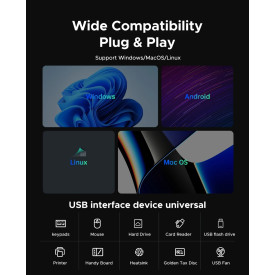 USB хъб Orico HUB USB-C/USB-A 4 port - USB3.0 x 1, USB2.0 x 3, Aluminium - YSA5-U3-GY