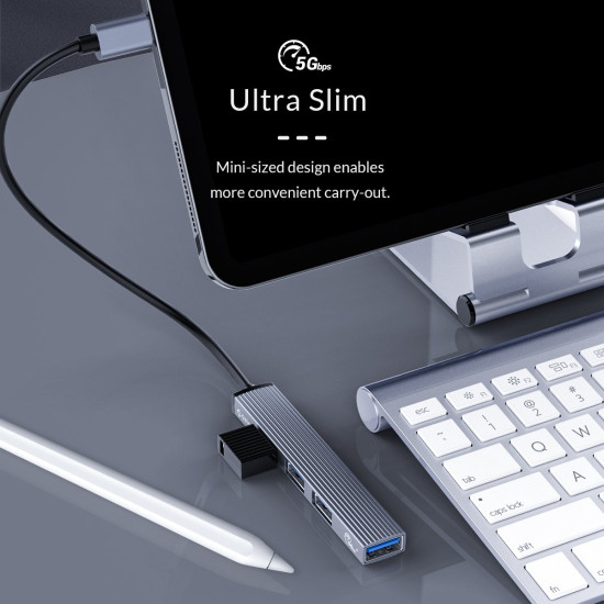 USB хъб Orico USB3.0/2.0 HUB 3 port + card reader TYPE C, Aluminum - AH-12F-GY