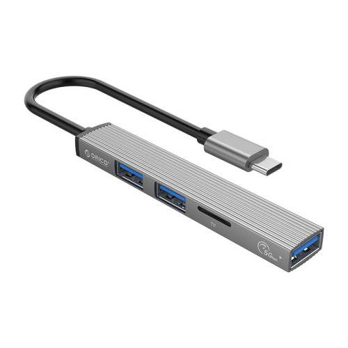 USB хъб Orico USB3.0/2.0 HUB 3 port + card reader TYPE C, Aluminum - AH-12F-GY
