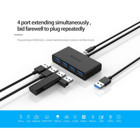 USB хъб Orico USB3.0 HUB 4 port, 1.0m, black - G11-H4-U3-10-BK