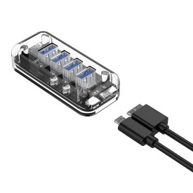 USB хъб Orico USB3.0 HUB 4 port Transparent - F4U-U3-CR