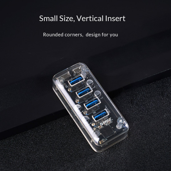 USB хъб Orico USB3.0 HUB 4 port Transparent - F4U-U3-CR