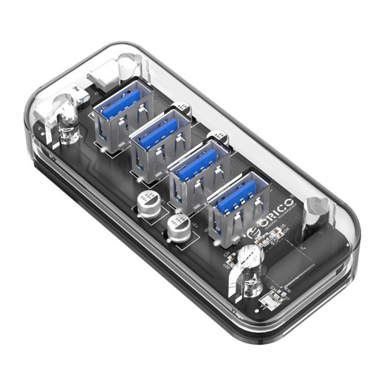 USB хъб Orico USB3.0 HUB 4 port Transparent - F4U-U3-CR