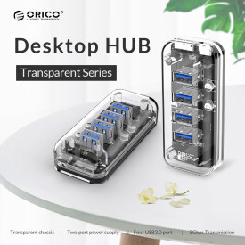 USB хъб Orico USB3.0 HUB 4 port Transparent - F4U-U3-CR