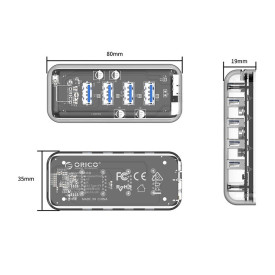 USB хъб Orico USB3.0 HUB 4 port Transparent - F4U-U3-CR