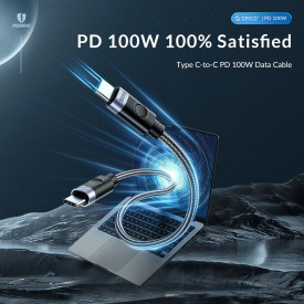 USB кабел Orico USB C-to-C PD 100W Charging 1.5m Black - C2CZ-BK-15