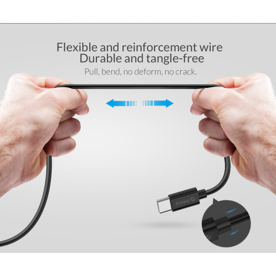 USB кабел Orico USB2.0 A/M to USB3.1 Type-C 1m - BTC-10-BK