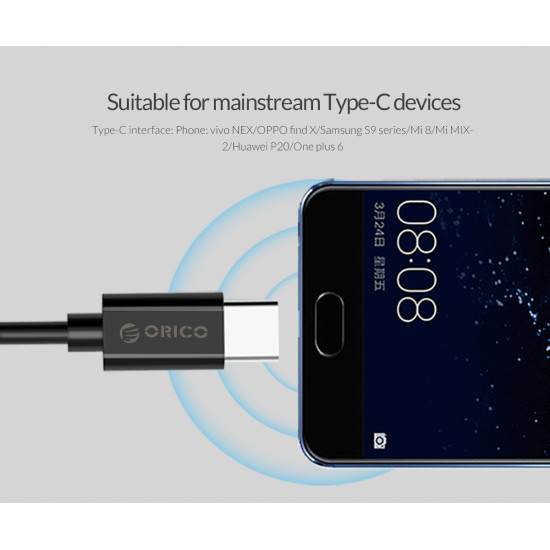 USB кабел Orico USB2.0 A/M to USB3.1 Type-C 1m - BTC-10-BK