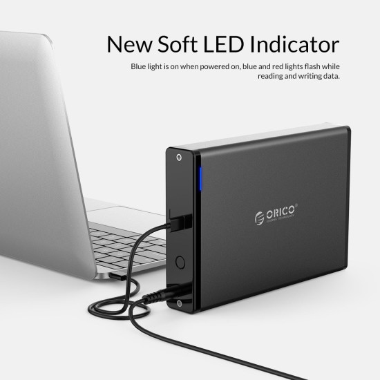 Кутия за диск Orico Storage - Case - 3.5 inch Vertical, USB3.1 Type-C, Power adapter, UASP, black - 7688C3-BK