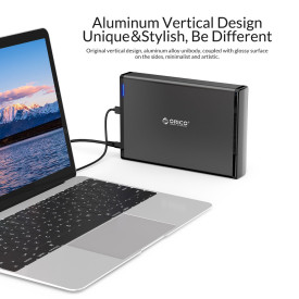 Кутия за диск Orico Storage - Case - 3.5 inch Vertical, USB3.1 Type-C, Power adapter, UASP, black - 7688C3-BK
