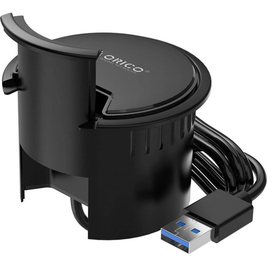 Мултифункционален хъб за бюро Orico Desktop Grommet hole multifunction HUB, Type C/A, Audio - DESK-2U1C-V1-BK