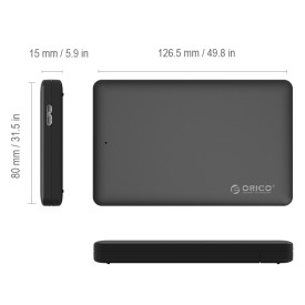 Външна кутия за диск Orico Storage - Case - 2.5 inch USB3.0 black - 2577U3-BK