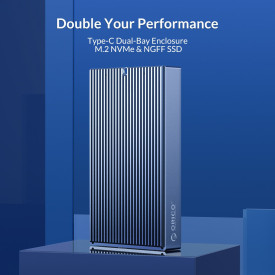 Външна кутия за два диска Orico Storage - Case - 2 x M.2 Dual Protocol NVMe+SATA, Aluminium - M2NV01-C3