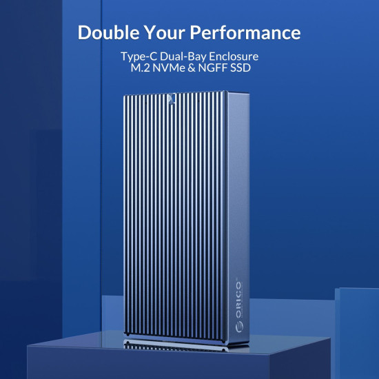 Външна кутия за два диска Orico Storage - Case - 2 x M.2 Dual Protocol NVMe+SATA, Aluminium - M2NV01-C3