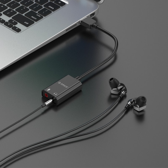 Външна звукова карта Orico USB Sound card - Headphones, Mic, Black - SKT2-BK
