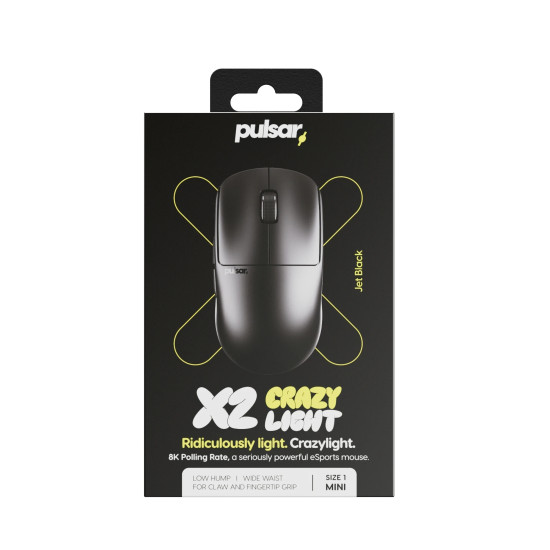 Безжична мишка Pulsar Wireless Gaming Mouse X2 CrazyLight Jet Black 8K