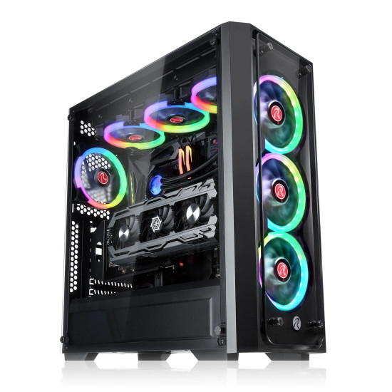 Кутия за компютър Raijintek PONOS TG4 - 4 x 120mm ARGB Fans, Tempered Glass