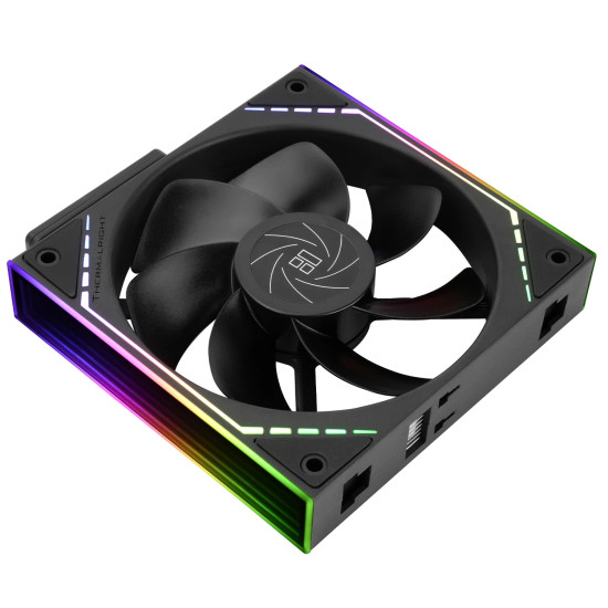 Комплект вентилатори Thermalright TL-M12QR, 120 mm, Reverse Blade, 1500 RPM, Infinity Mirror, Daisy-Chain, A-RGB, 3 броя, Black