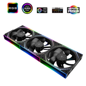 Комплект вентилатори Thermalright TL-M12QR, 120 mm, Reverse Blade, 1500 RPM, Infinity Mirror, Daisy-Chain, A-RGB, 3 броя, Black