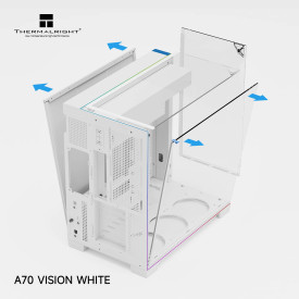 Кутия за компютър Thermalright Case ATX - TR-A70 Vision White - 9.16 inch LCD Display, USB-C
