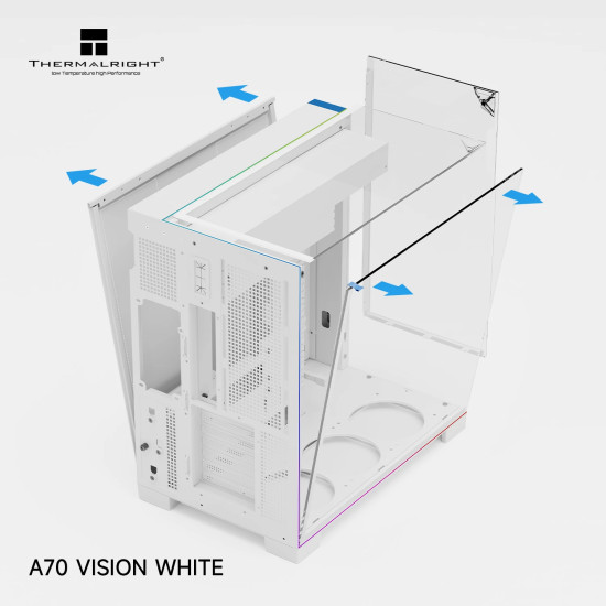 Кутия за компютър Thermalright Case ATX - TR-A70 Vision White - 9.16 inch LCD Display, USB-C
