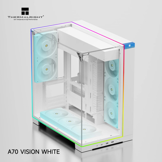 Кутия за компютър Thermalright Case ATX - TR-A70 Vision White - 9.16 inch LCD Display, USB-C