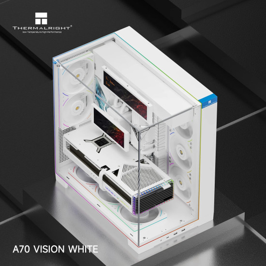Кутия за компютър Thermalright Case ATX - TR-A70 Vision White - 9.16 inch LCD Display, USB-C