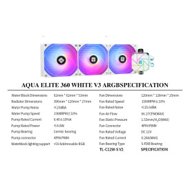 Водно охлаждане Thermalright Aqua Elite 360 White A-RGB V3 - LGA1851/LGA1700/AM5