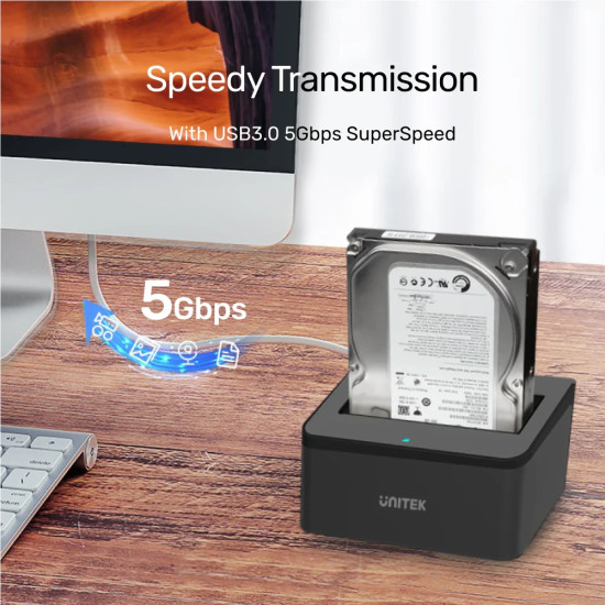 HDD докинг станция Unitek HDD/SSD Dock, 2.5 и 3.5 инча, USB3.0, Y-1078