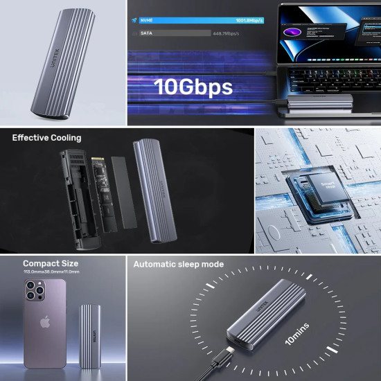 Външна кутия за диск Unitek Storage - Case - M.2 NVMe M-key 10 Gbps - S1241B