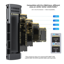 Външна кутия за диск Unitek Storage - Case - M.2 NVMe M-key 10 Gbps - S1241B