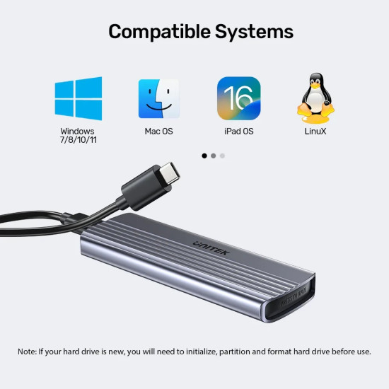 Външна кутия за диск Unitek Storage - Case - M.2 NVMe M-key 10 Gbps - S1241B
