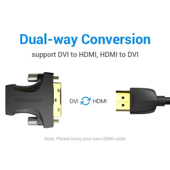 Адаптер Vention DVI M / HDMI F Gold plated - AILB0
