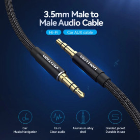 Аудио кабел Vention 3.5mm Audio Cable M/M Cotton Braided 1.5m - BAWBG