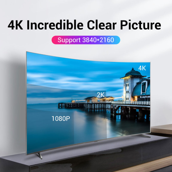 Display Port кабел Vention v1.2 DP M / M Black 4K 2M - HACBH