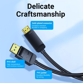 Display Port кабел Vention DisplayPort към HDMI 3.0m - 4K, Gold Plated - HAGBI