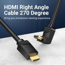 HDMI кабел Vention HDMI Right Angle 270 Degree v2.0 M / M 4K/60Hz Gold - 1.5M Black - AAQBG