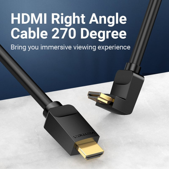 HDMI кабел Vention HDMI Right Angle 270 Degree v2.0 M / M 4K/60Hz Gold - 1.5M Black - AAQBG
