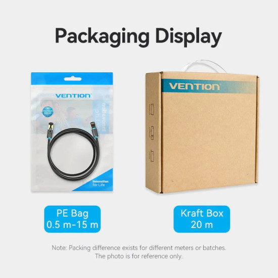 Мрежови кабел Vention SFTP Cat.8 Patch Cable - 5.0M Black 40Gbps - IKABJ