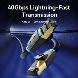 Мрежови кабел Vention SFTP Cat.8 Patch Cable - 5.0M Black 40Gbps - IKABJ