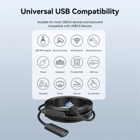 USB кабел удължение Vention, USB 3.0 AM/AF Active Extension, 5M, черен, CBMBJ