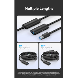 USB кабел удължение Vention, USB 3.0 AM/AF Active Extension, 5M, черен, CBMBJ