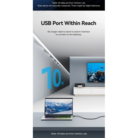 USB кабел удължение Vention, USB 3.0 AM/AF Active Extension, 5M, черен, CBMBJ