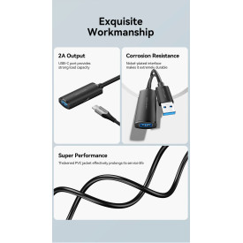 USB кабел удължение Vention, USB 3.0 AM/AF Active Extension, 5M, черен, CBMBJ