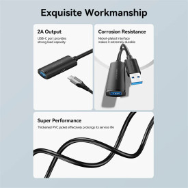 USB кабел удължение Vention, USB 3.0 AM/AF Active Extension, 5M, черен, CBMBJ
