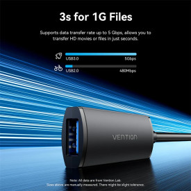 USB кабел удължение Vention, USB 3.0 AM/AF Active Extension, 5M, черен, CBMBJ