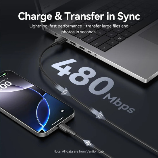 USB кабел Vention USB 2.0 AM / USB-C M 0.25m - TRQBAC