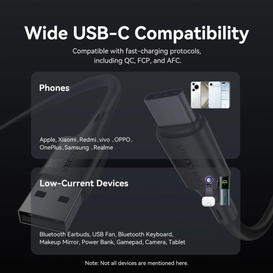 USB кабел Vention USB 2.0 AM / USB-C M 0.25m - TRQBAC
